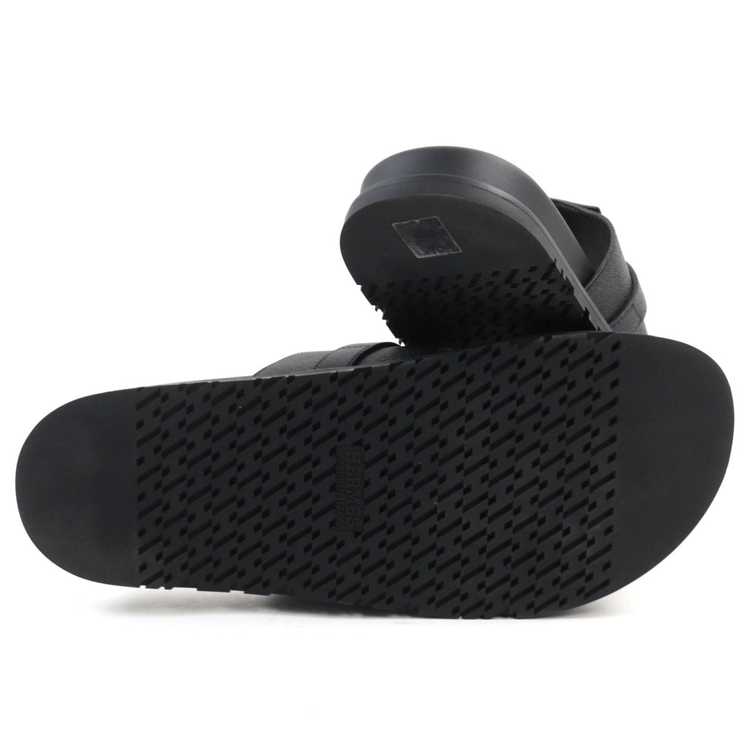 HERMES Sandals Main�FEpsom black Jackson mens 44 Used Authentic