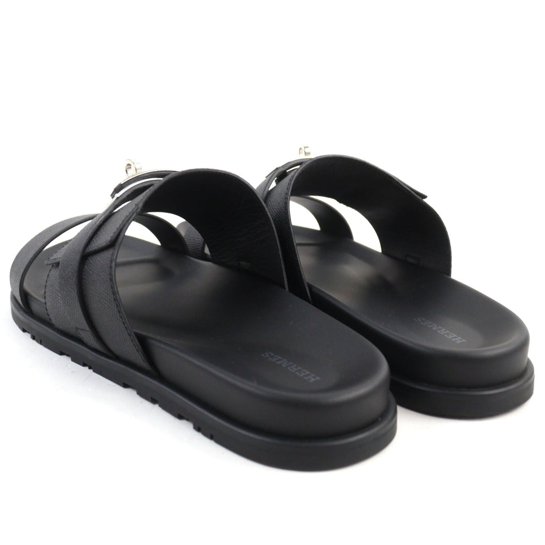 HERMES Sandals Main�FEpsom black Jackson mens 44 Used Authentic