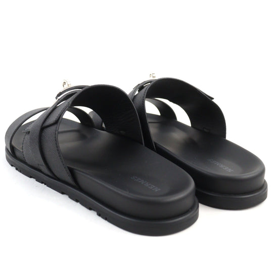 HERMES Sandals Main�FEpsom black Jackson mens 44 Used Authentic