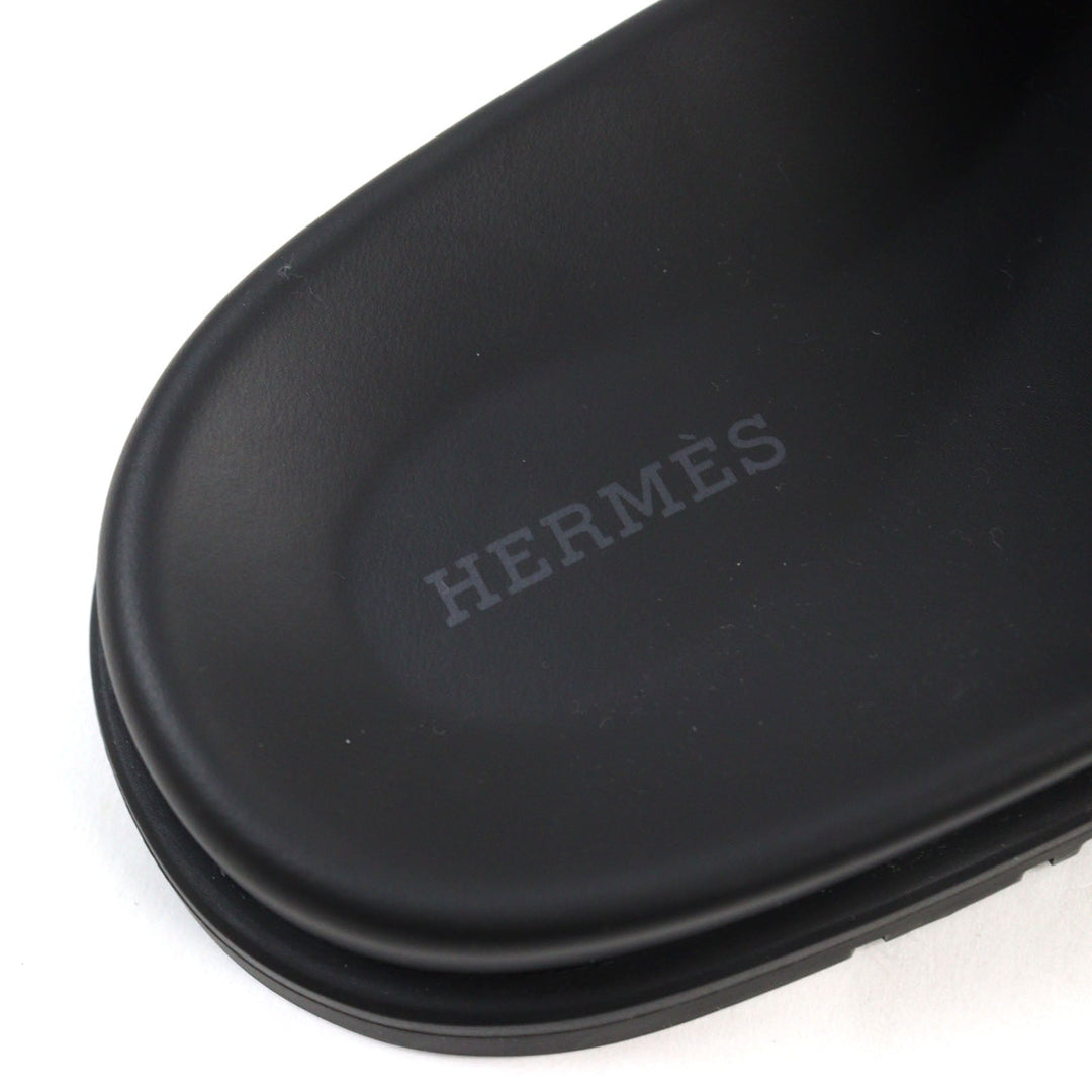 HERMES Sandals Main�FEpsom black Jackson mens 44 Used Authentic