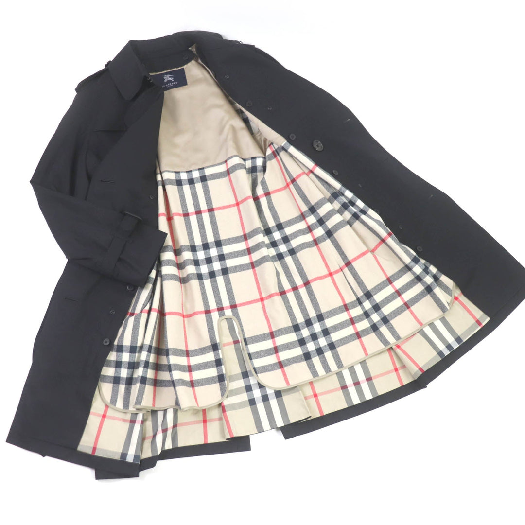 BURBERRY LONDON trench coat Outer: 100% cotton, Sleeve lining: polyester, Lining: cotton, Leather part: cowhide, Liner: 100% wool black mens L Used Authentic