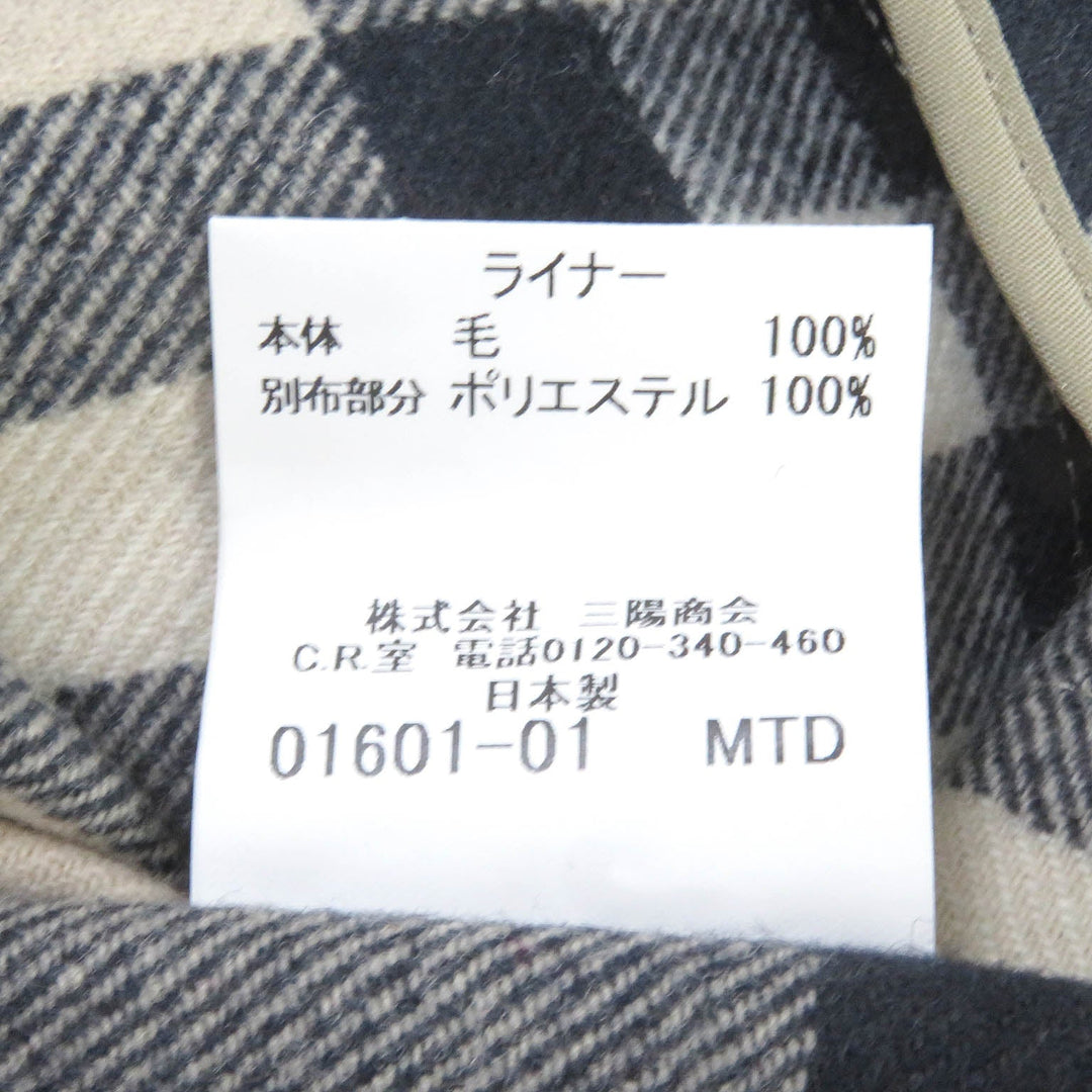 BURBERRY LONDON trench coat Outer: 100% cotton, Sleeve lining: polyester, Lining: cotton, Leather part: cowhide, Liner: 100% wool black mens L Used Authentic