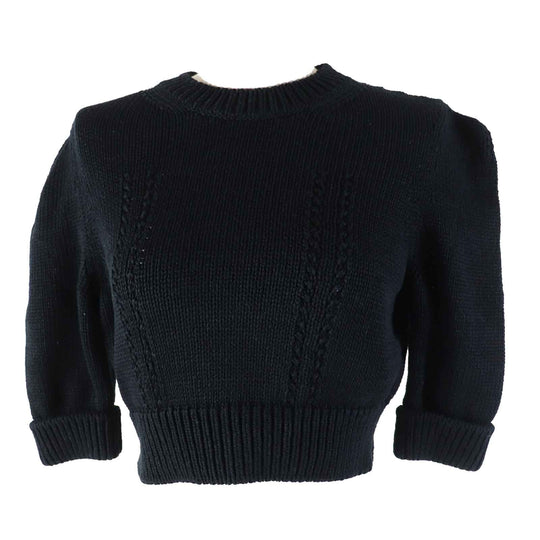 CHANEL Short sleeve knit 22S P72760 Outer: 78% cotton, Outer: 22% polyamide, Part: 80% cotton, Part: 20% polyamide black Women 36 Used Authentic