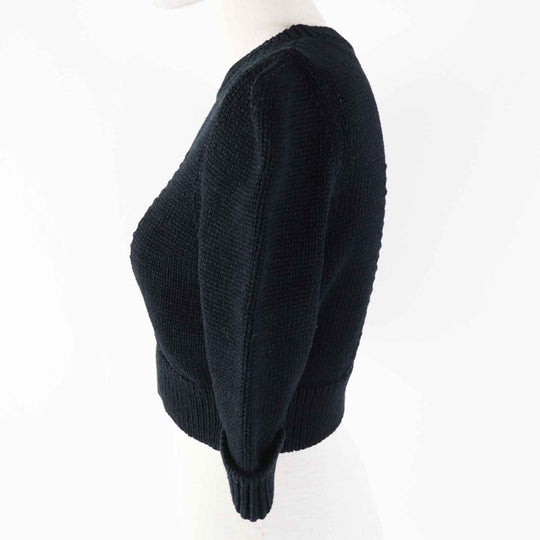 CHANEL Short sleeve knit 22S P72760 Outer: 78% cotton, Outer: 22% polyamide, Part: 80% cotton, Part: 20% polyamide black Women 36 Used Authentic
