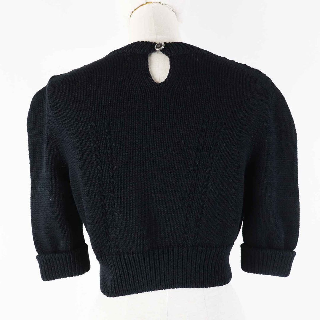 CHANEL Short sleeve knit 22S P72760 Outer: 78% cotton, Outer: 22% polyamide, Part: 80% cotton, Part: 20% polyamide black Women 36 Used Authentic