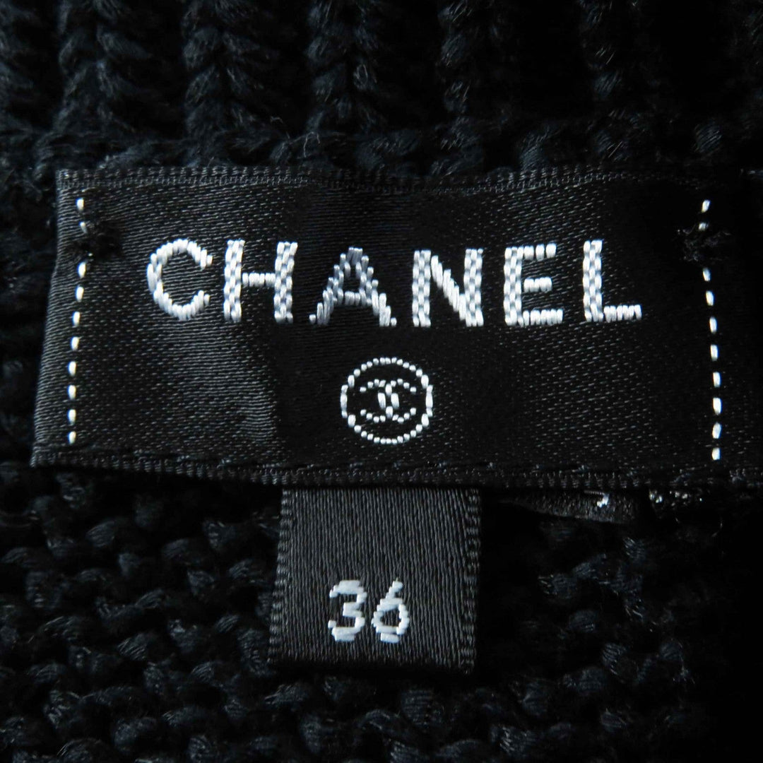 CHANEL Short sleeve knit 22S P72760 Outer: 78% cotton, Outer: 22% polyamide, Part: 80% cotton, Part: 20% polyamide black Women 36 Used Authentic