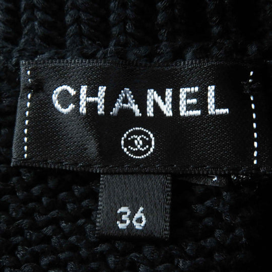 CHANEL Short sleeve knit 22S P72760 Outer: 78% cotton, Outer: 22% polyamide, Part: 80% cotton, Part: 20% polyamide black Women 36 Used Authentic