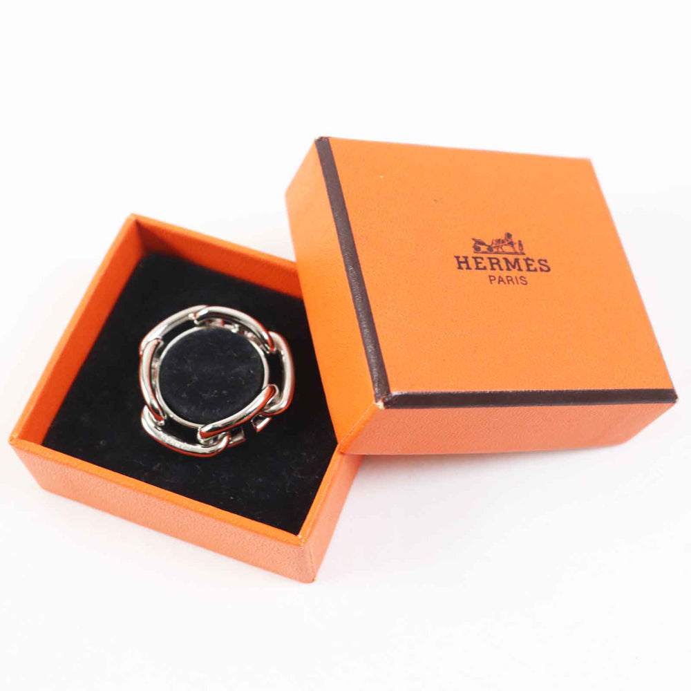 HERMES Scarf ring Main�FGold Plated Silver Lukade Women Used Authentic