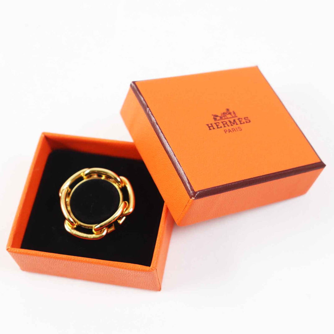 HERMES Scarf ring Main�FGold Plated gold Lukade Women Used Authentic