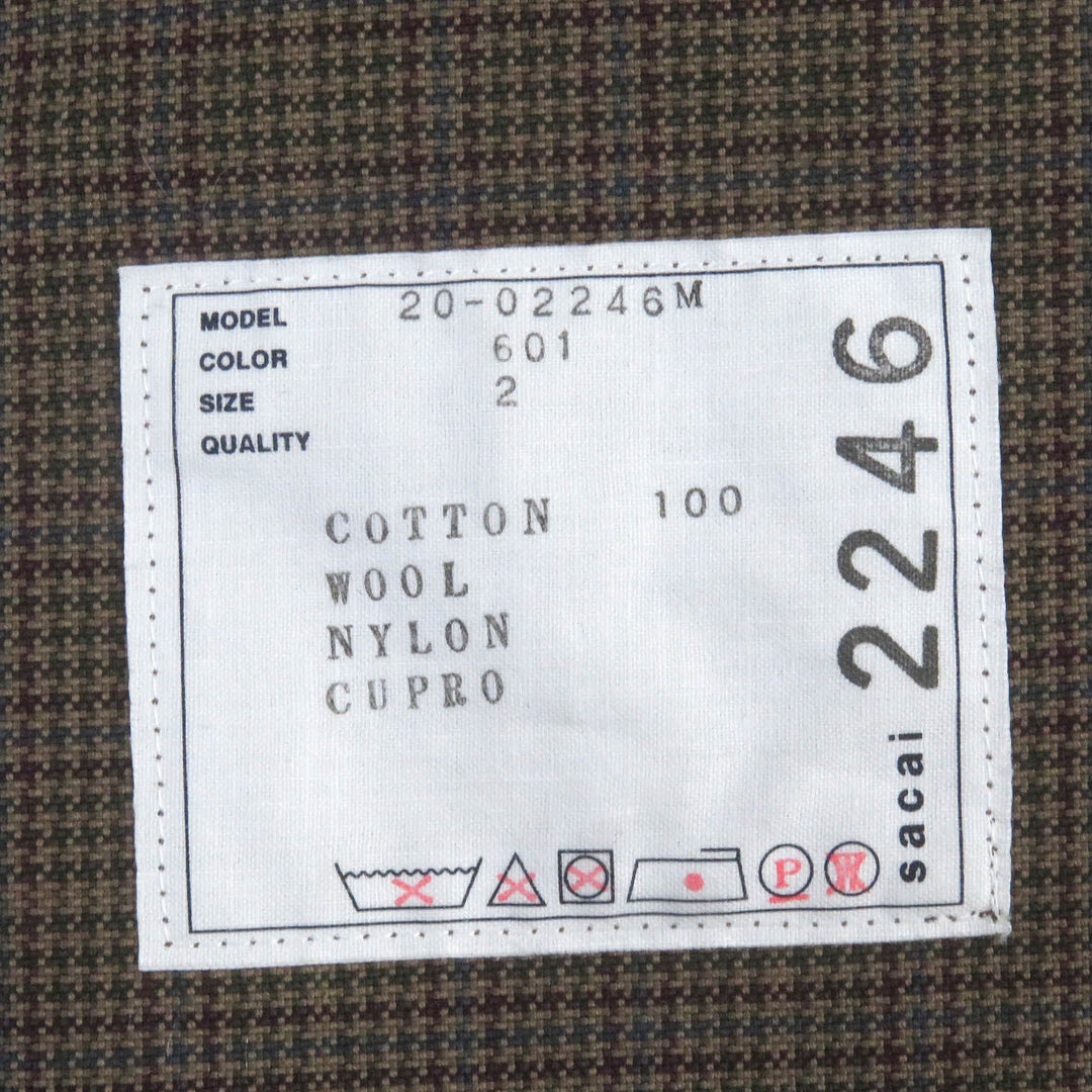 Sacai coat 20-02246M Outer: 100% cotton, Lining: Cupra, Part: 90% wool, Part: 10% nylon Brown mens 2 Used Authentic
