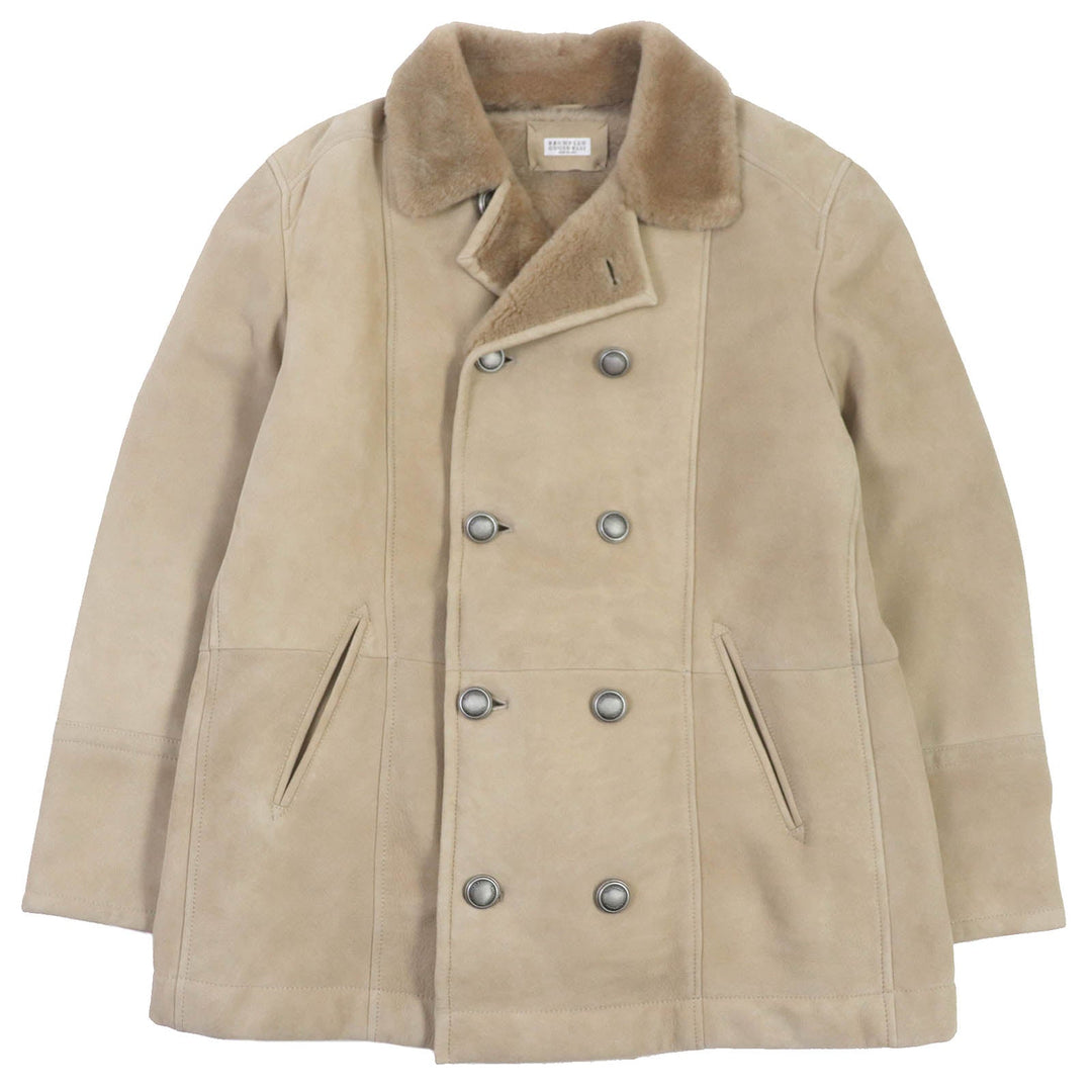 Brunello Cucinelli Mouton coat MPMSC1651 Main: 100% mouton, part: 100% cotton beige mens L Used Authentic