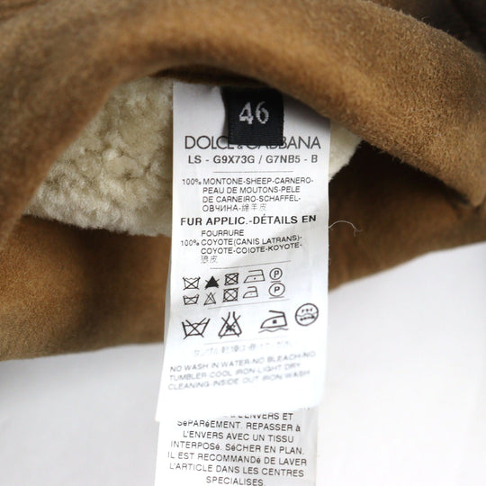 DOLCE&GABBANA Jacket G9X73G/G7NB5 Main: 100% sheepskin, Fur: 100% coyote light brown mens 46 Used Authentic