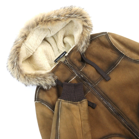 DOLCE&GABBANA Jacket G9X73G/G7NB5 Main: 100% sheepskin, Fur: 100% coyote light brown mens 46 Used Authentic
