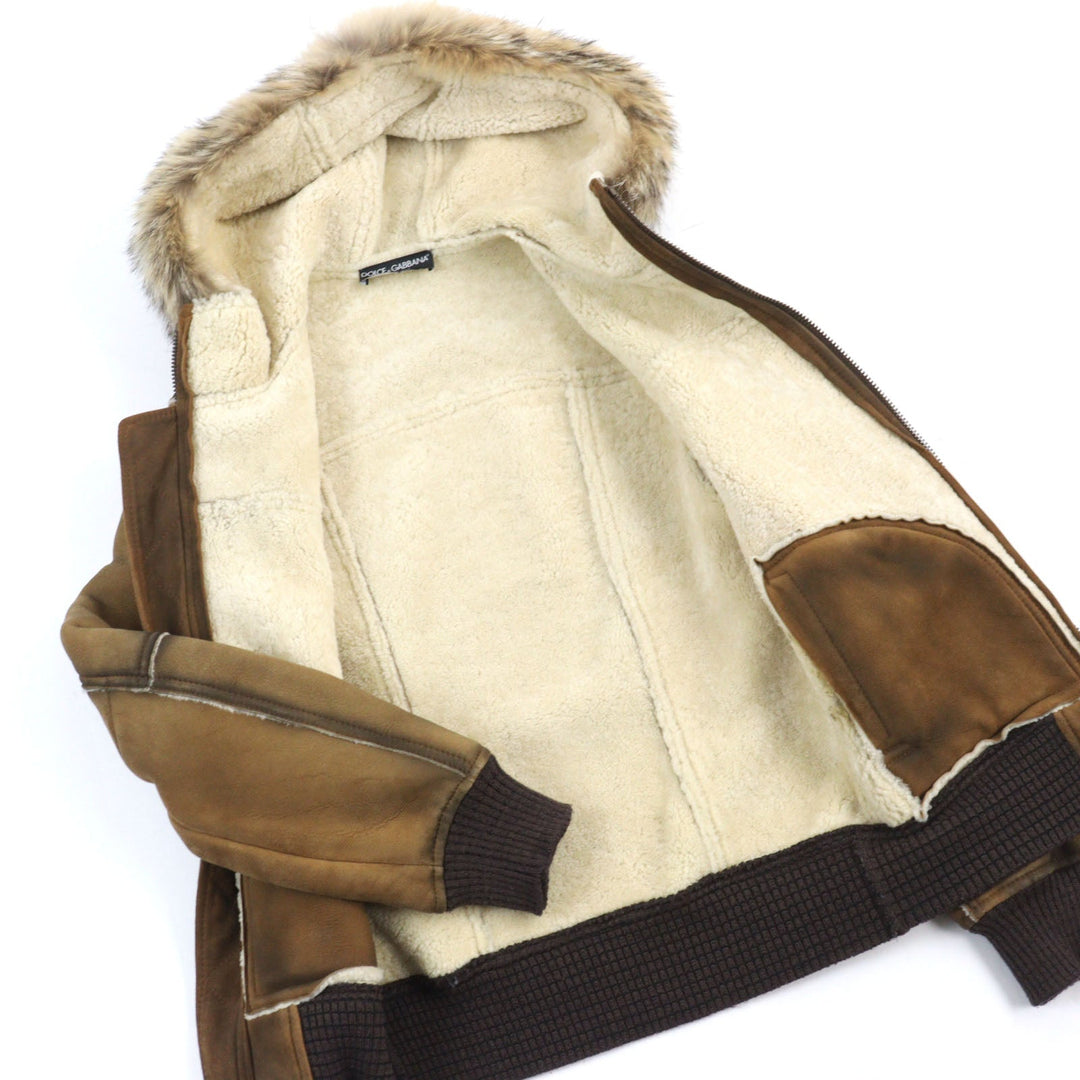 DOLCE&GABBANA Jacket G9X73G/G7NB5 Main: 100% sheepskin, Fur: 100% coyote light brown mens 46 Used Authentic