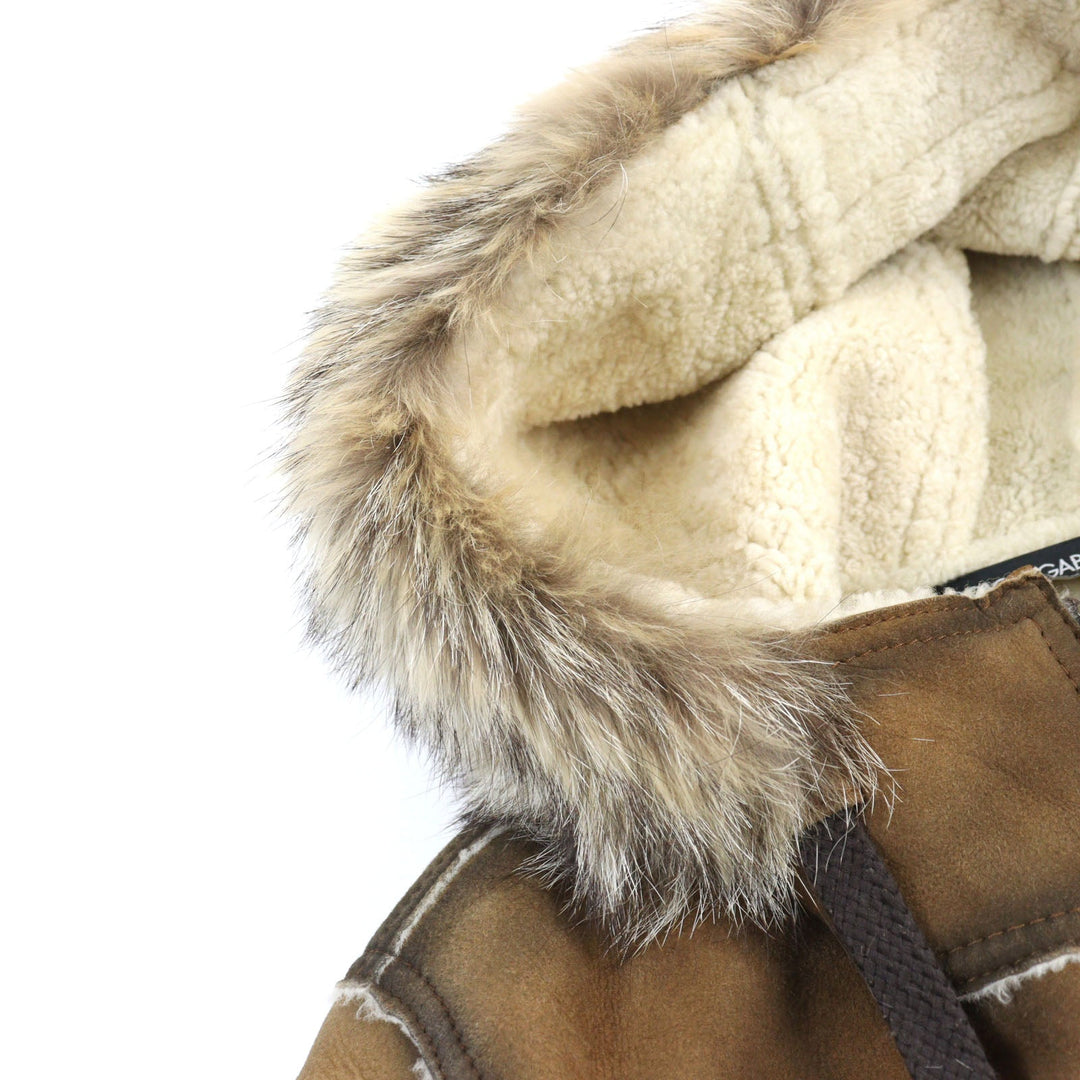 DOLCE&GABBANA Jacket G9X73G/G7NB5 Main: 100% sheepskin, Fur: 100% coyote light brown mens 46 Used Authentic