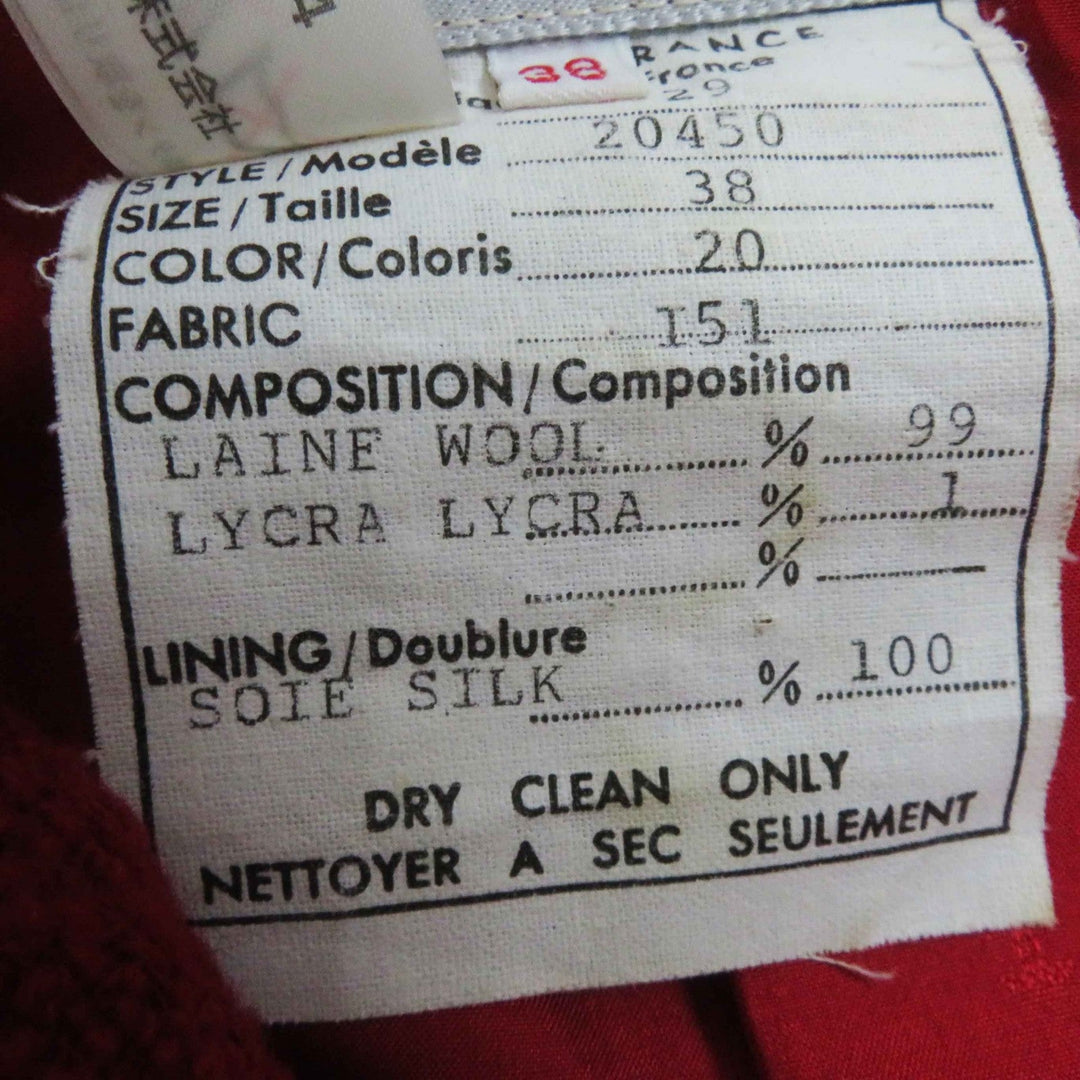 CHANEL setup 20450 Outer: 99% wool, Outer: 1% Lycra, Lining: 100% silk Red Women 38 Used Authentic
