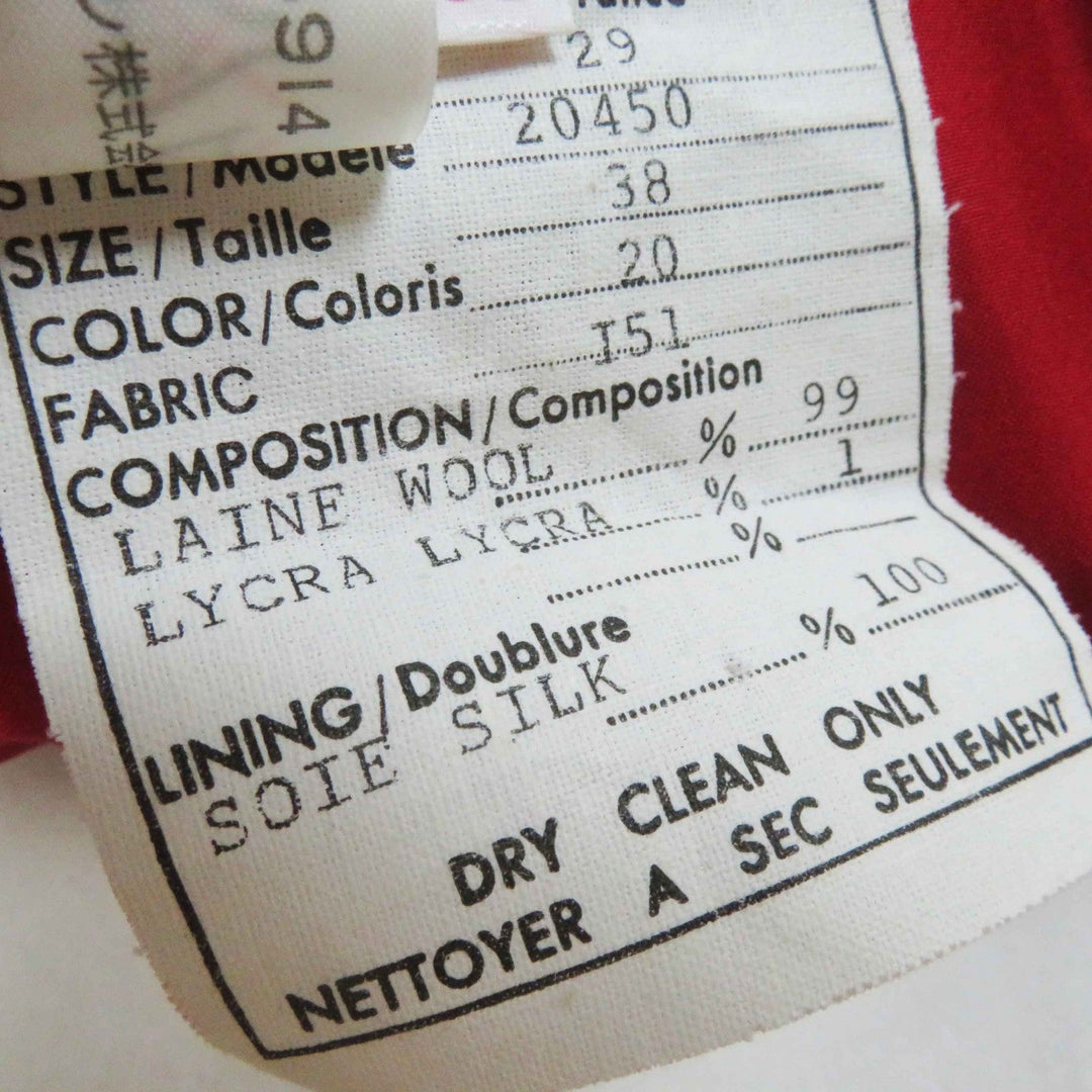 CHANEL setup 20450 Outer: 99% wool, Outer: 1% Lycra, Lining: 100% silk Red Women 38 Used Authentic