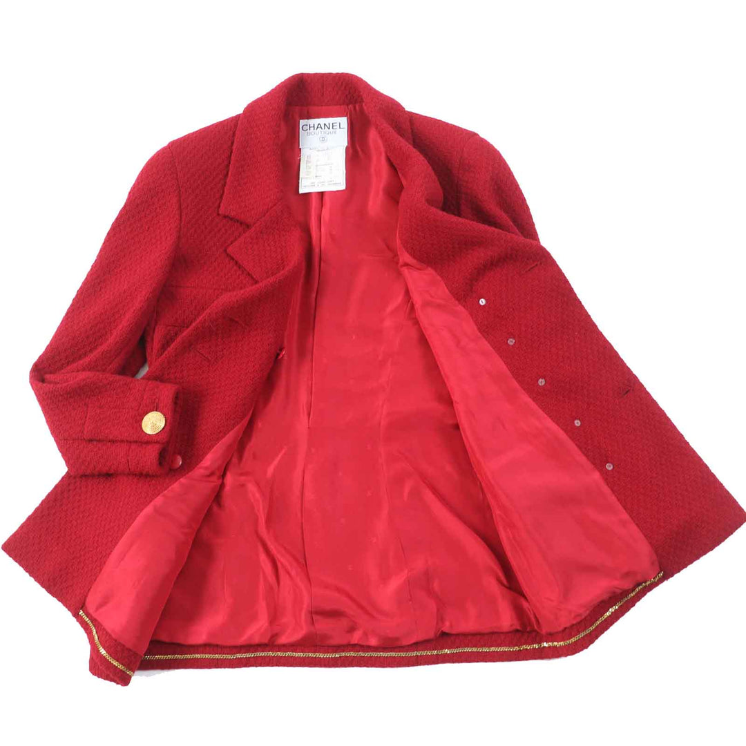 CHANEL setup 20450 Outer: 99% wool, Outer: 1% Lycra, Lining: 100% silk Red Women 38 Used Authentic