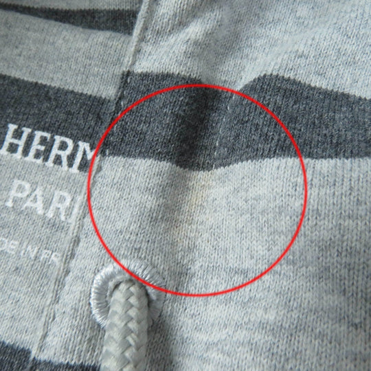 HERMES one piece Main: 100% cotton, part: 82% cotton, part: 16% nylon, part: 2% polyurethane gray Mariniere Women 34 Used Authentic