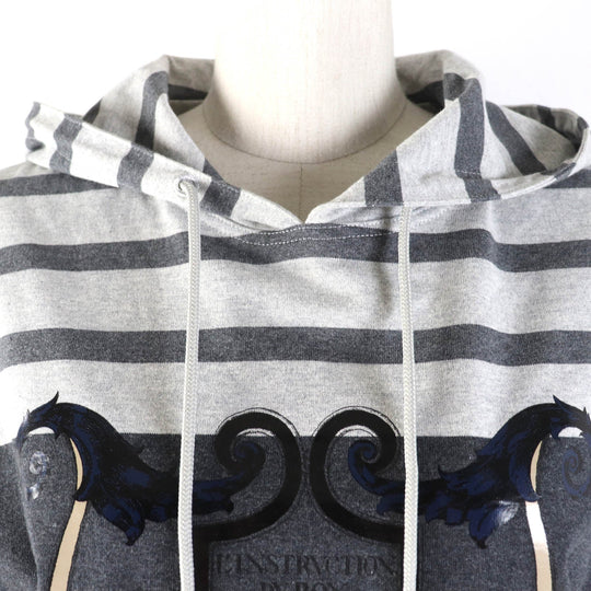 HERMES one piece Main: 100% cotton, part: 82% cotton, part: 16% nylon, part: 2% polyurethane gray Mariniere Women 34 Used Authentic