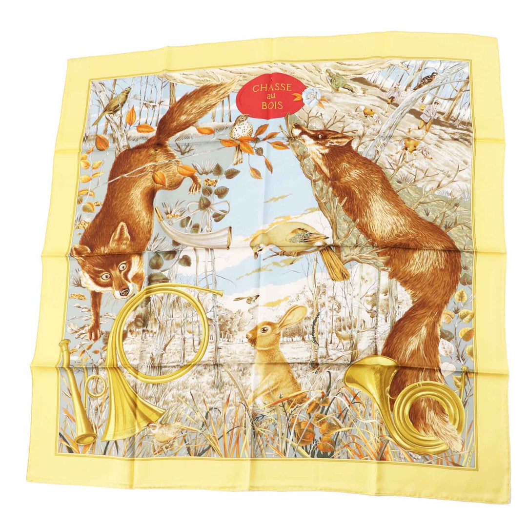 HERMES scarf Main: 100% silk Multi Carre90 CHASSE au BOIS forest hunting Women Used Authentic