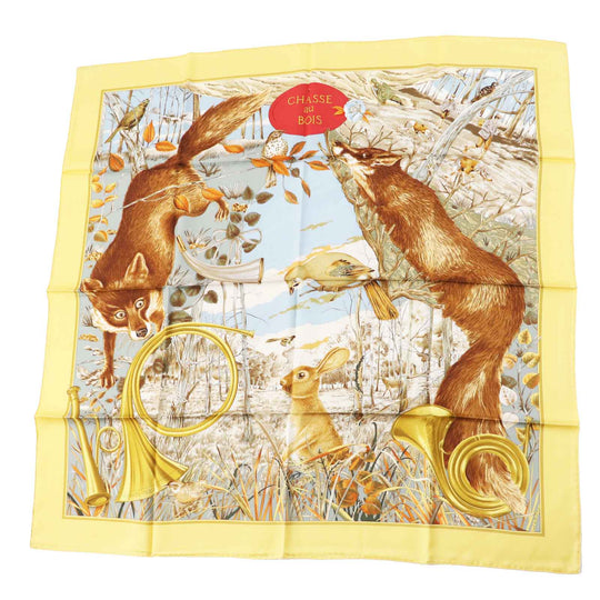 HERMES scarf Main: 100% silk Multi Carre90 CHASSE au BOIS forest hunting Women Used Authentic