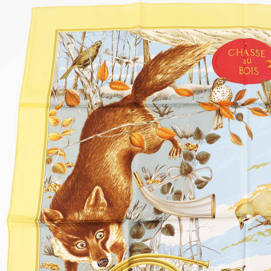 HERMES scarf Main: 100% silk Multi Carre90 CHASSE au BOIS forest hunting Women Used Authentic