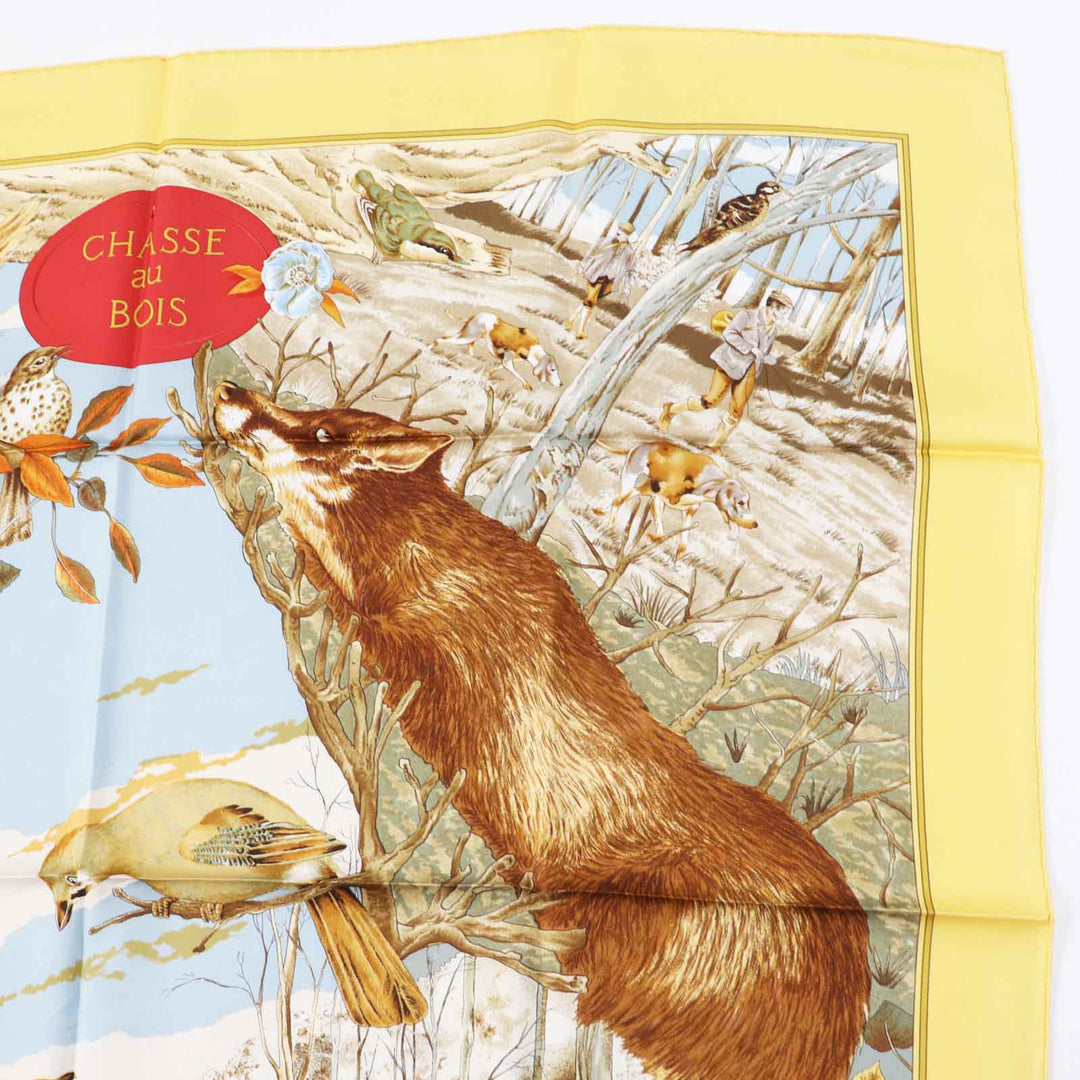 HERMES scarf Main: 100% silk Multi Carre90 CHASSE au BOIS forest hunting Women Used Authentic