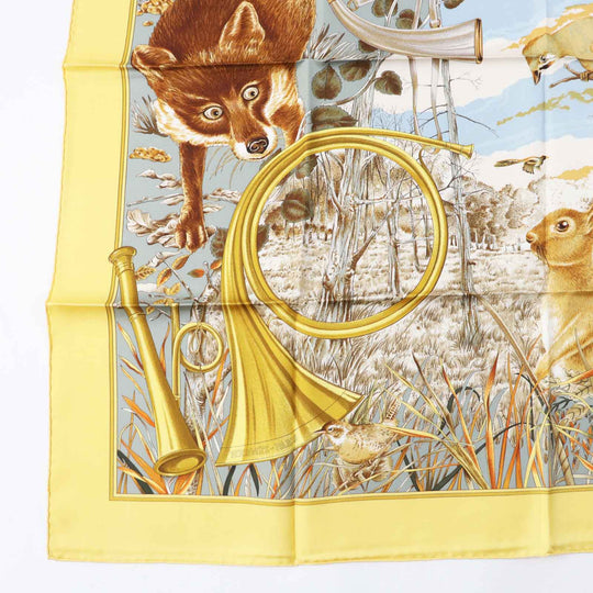 HERMES scarf Main: 100% silk Multi Carre90 CHASSE au BOIS forest hunting Women Used Authentic
