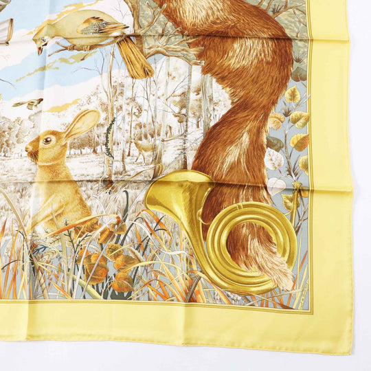 HERMES scarf Main: 100% silk Multi Carre90 CHASSE au BOIS forest hunting Women Used Authentic