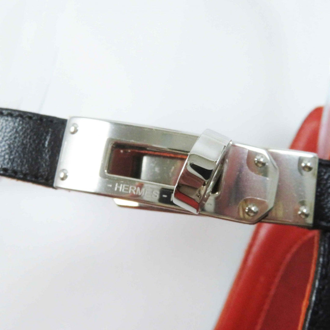 HERMES pumps Main: Leather black Baby 55 Women 37 1/2 Used Authentic