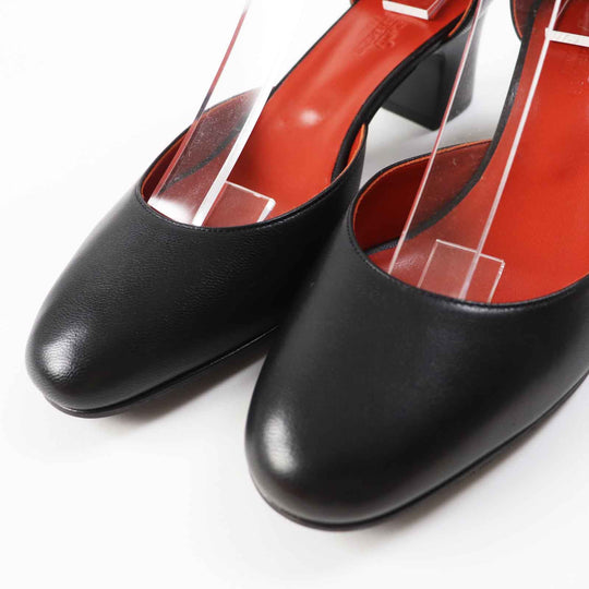 HERMES pumps Main: Leather black Baby 55 Women 37 1/2 Used Authentic