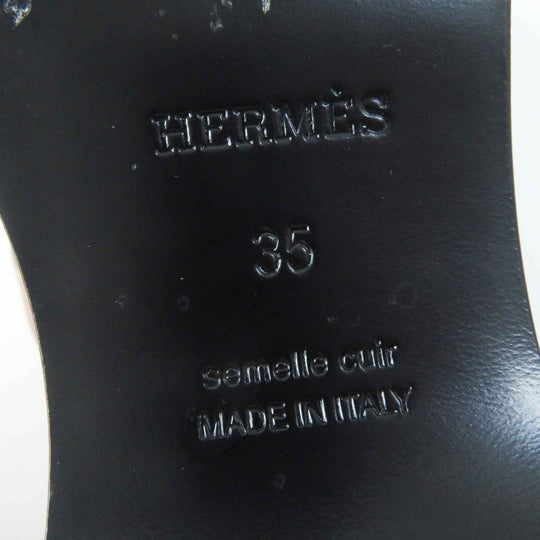 HERMES Sandals Main: Denim, Part: Leather, Part: Wood Indigo blue Carlotta Women 35 Used Authentic