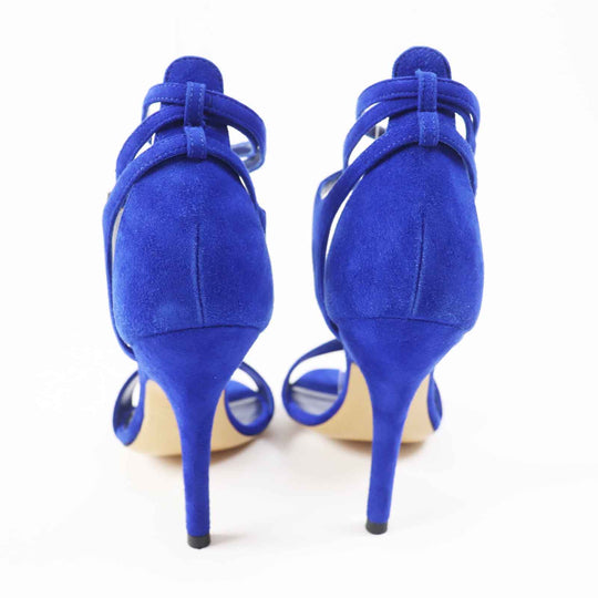 HERMES Sandals Main: Suede leather blue Women 35 1/2 Used Authentic