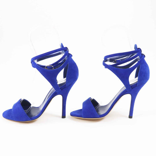 HERMES Sandals Main: Suede leather blue Women 35 1/2 Used Authentic