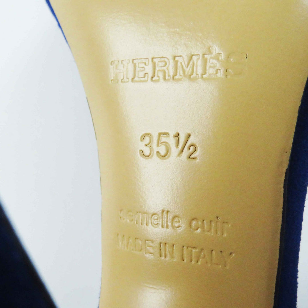 HERMES Sandals Main: Suede leather blue Women 35 1/2 Used Authentic