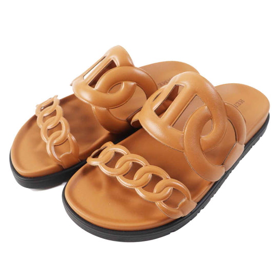 HERMES Sandals Main: Leather Brown extra Women 35 Used Authentic