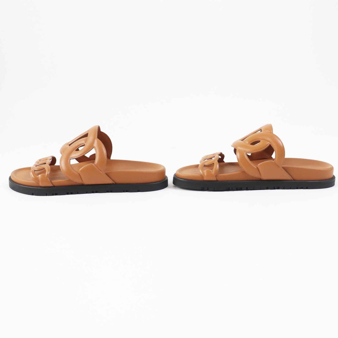 HERMES Sandals Main: Leather Brown extra Women 35 Used Authentic
