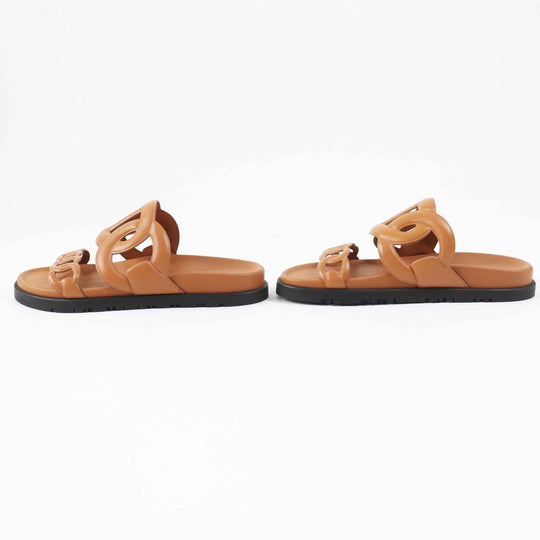 HERMES Sandals Main: Leather Brown extra Women 35 Used Authentic