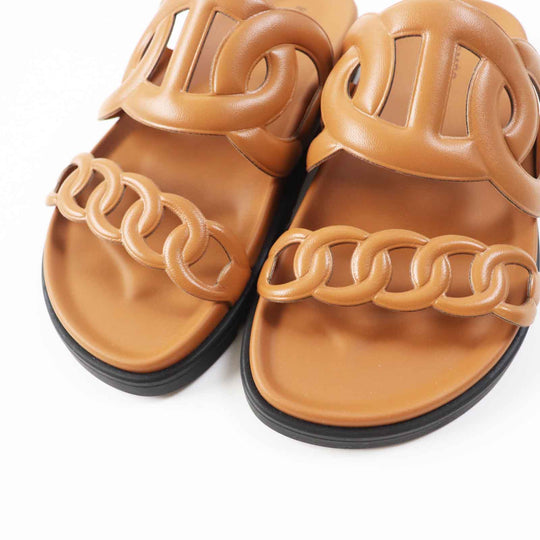 HERMES Sandals Main: Leather Brown extra Women 35 Used Authentic