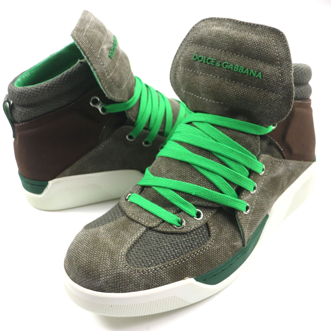 DOLCE&GABBANA High cut sneakers CS1234 Main: Canvas Khaki green mens 7.5 Used Authentic