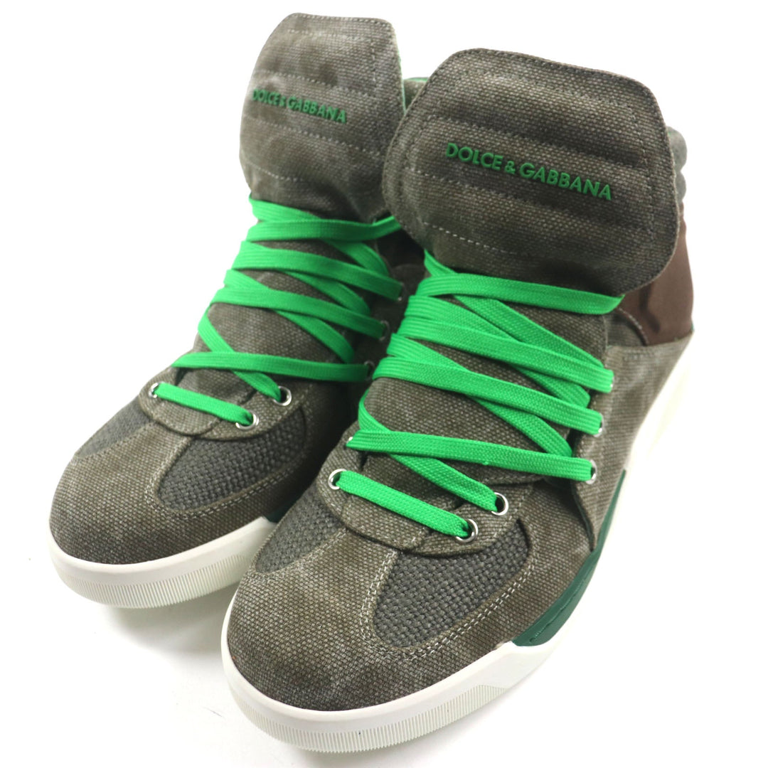 DOLCE&GABBANA High cut sneakers CS1234 Main: Canvas Khaki green mens 7.5 Used Authentic