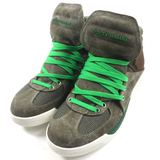 DOLCE&GABBANA High cut sneakers CS1234 Main: Canvas Khaki green mens 7.5 Used Authentic