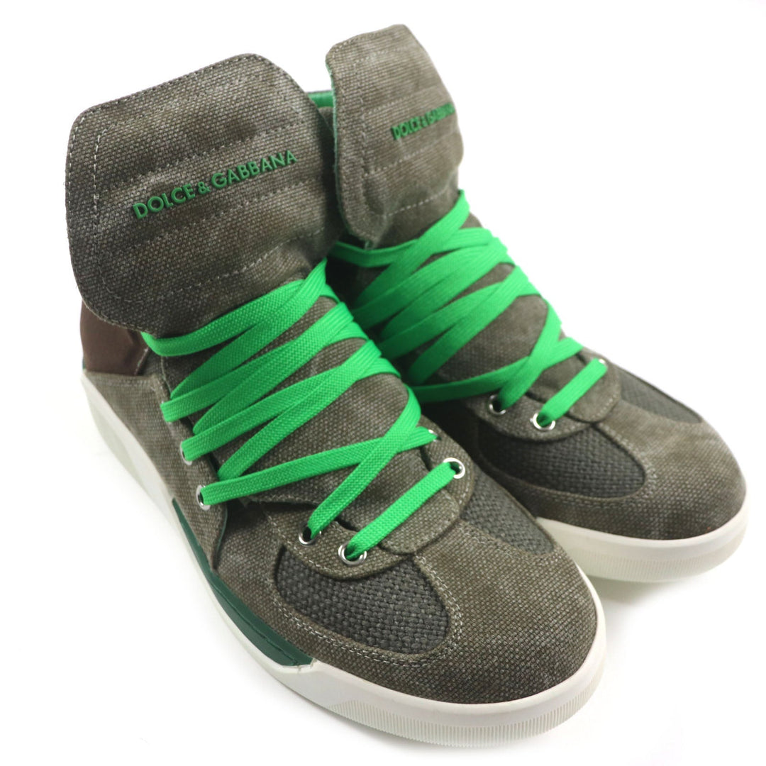 DOLCE&GABBANA High cut sneakers CS1234 Main: Canvas Khaki green mens 7.5 Used Authentic