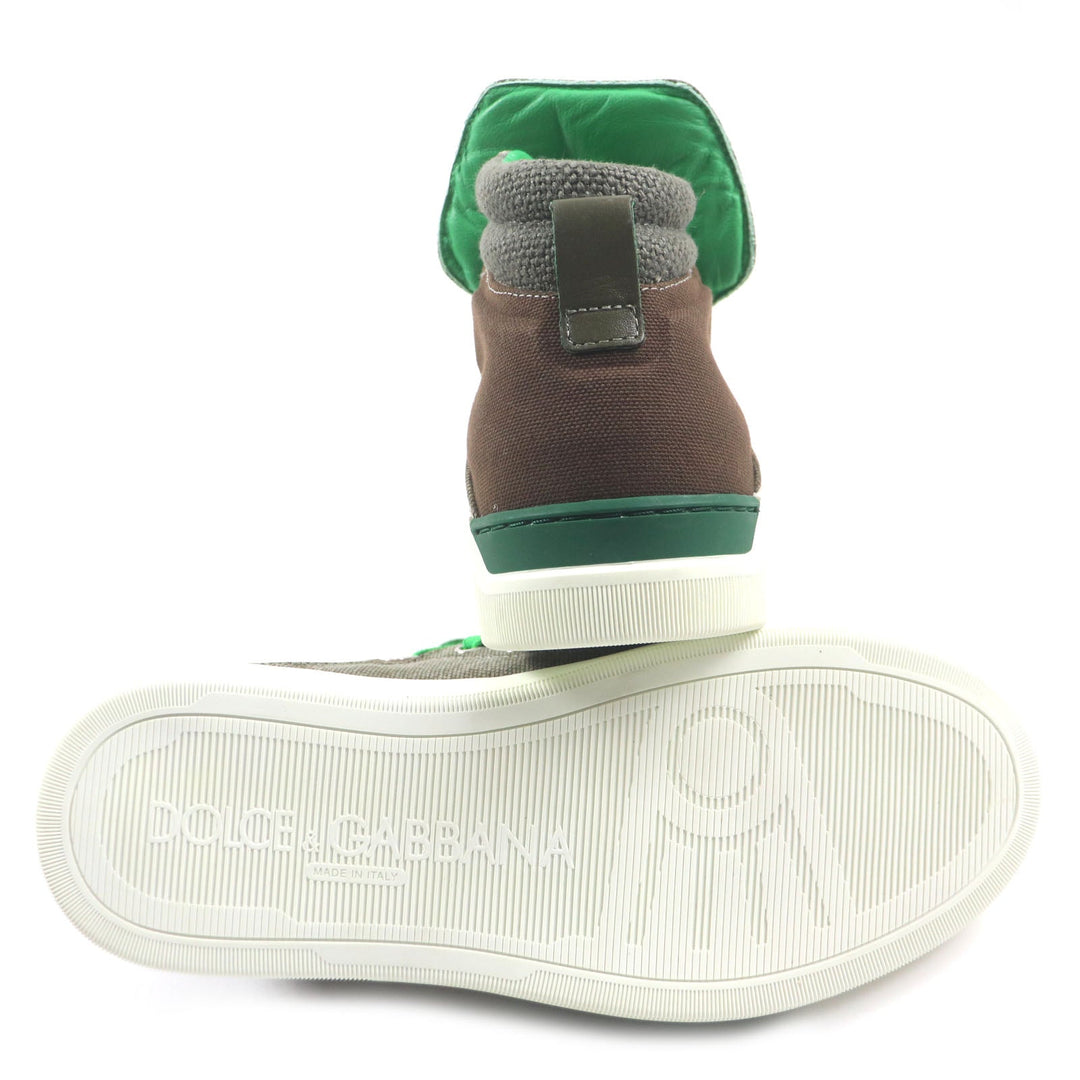 DOLCE&GABBANA High cut sneakers CS1234 Main: Canvas Khaki green mens 7.5 Used Authentic