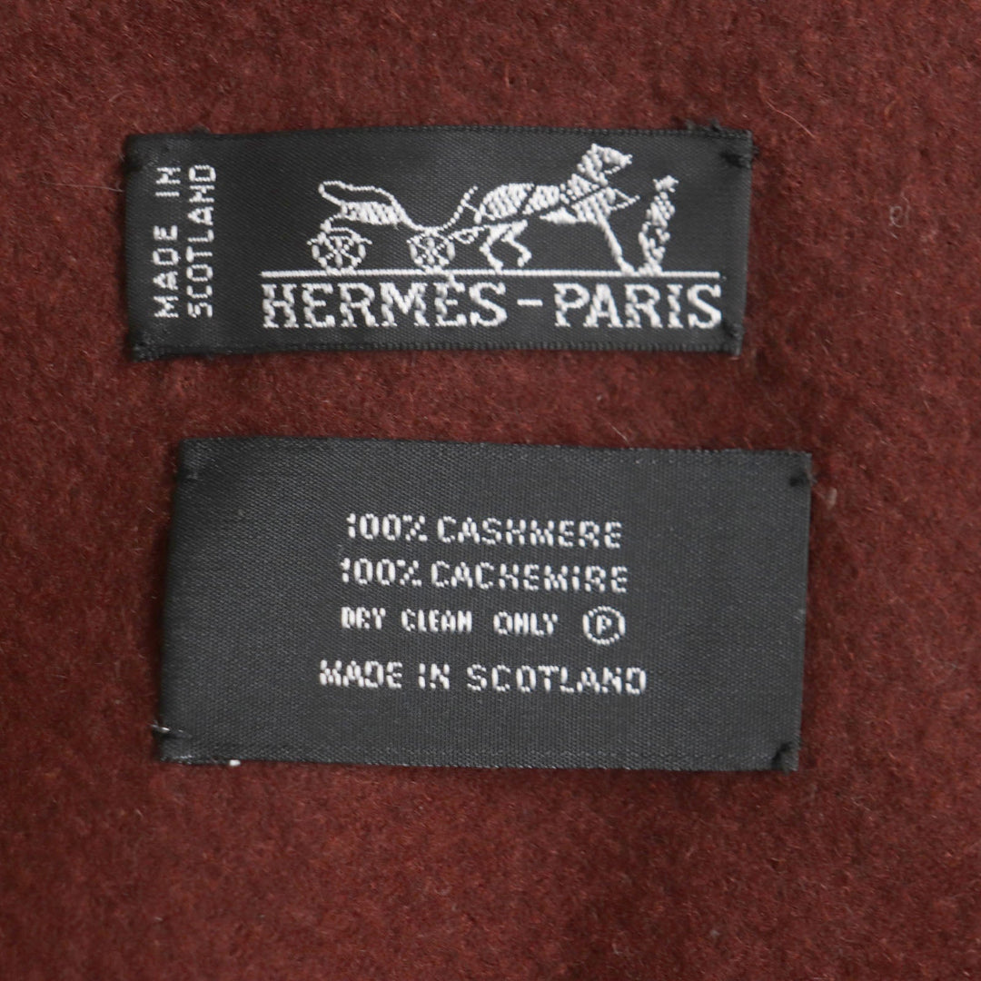 HERMES Scarf Main: 100% cashmere Red brown mens Used Authentic