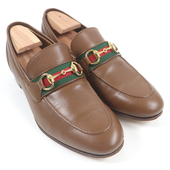 GUCCI loafers 655579 Main: Leather Brown mens 7 Used Authentic