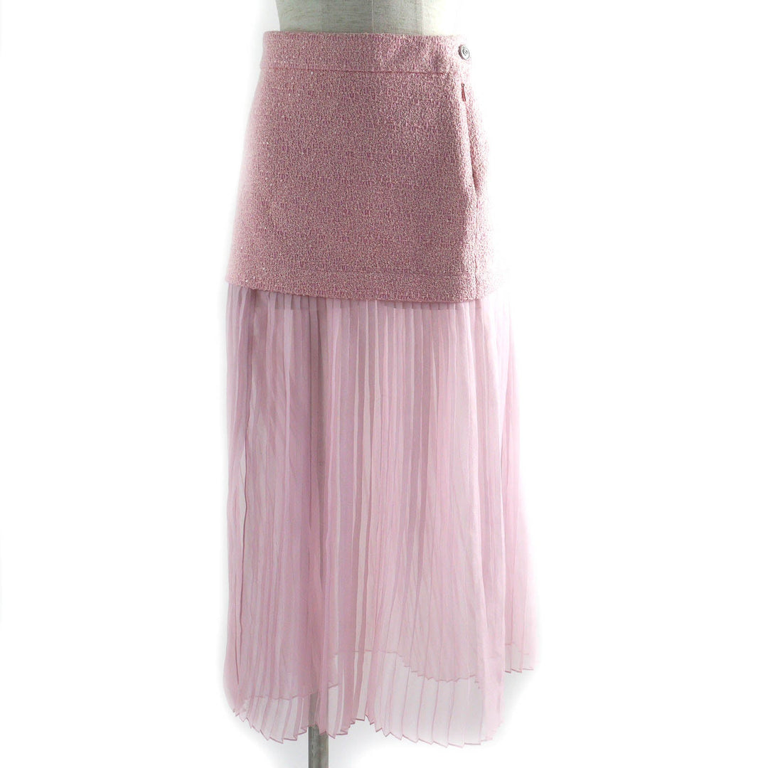 GUCCI Long skirt 760862 Main: 100% silk, Main: 62% cotton, Main: 29% wool, Main: 9% nylon, Lining: 100% rayon pink Women 42 Used Authentic