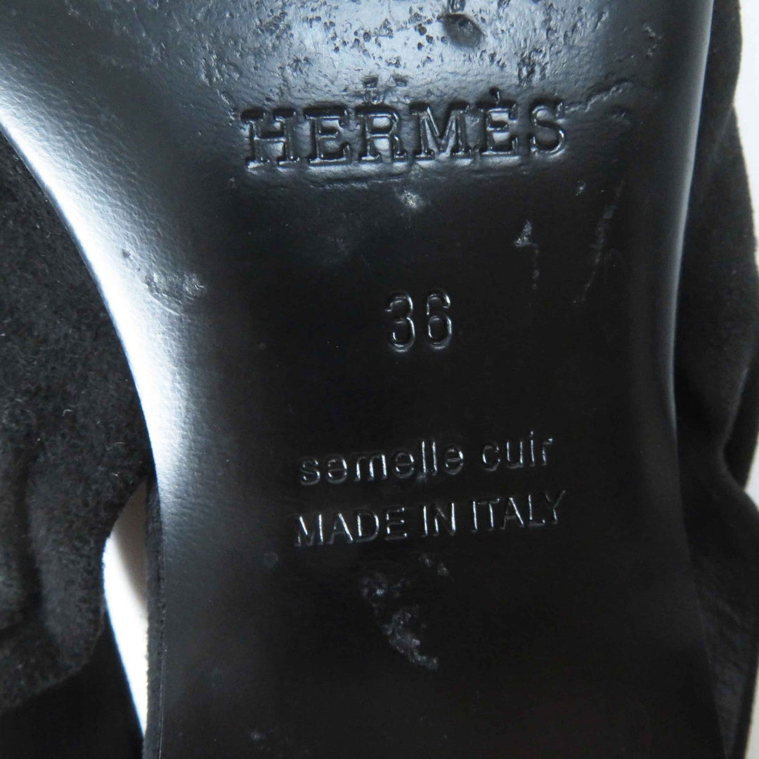 HERMES pumps 221013Z Main: Suede leather black Women 36 Used Authentic