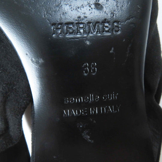 HERMES pumps 221013Z Main: Suede leather black Women 36 Used Authentic